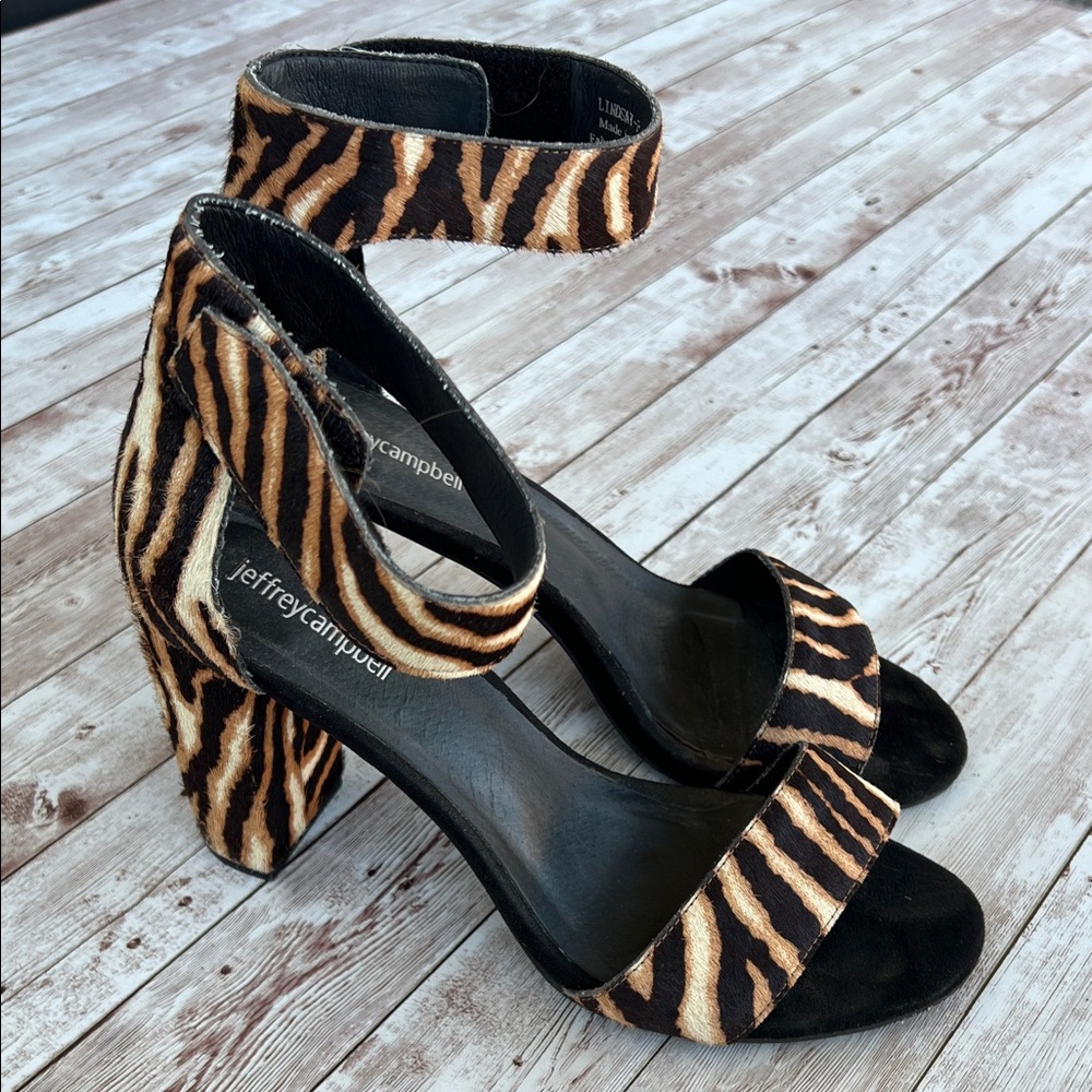 Jeffrey Campbell Lindsay Zebra Ankle Strap Block Heels